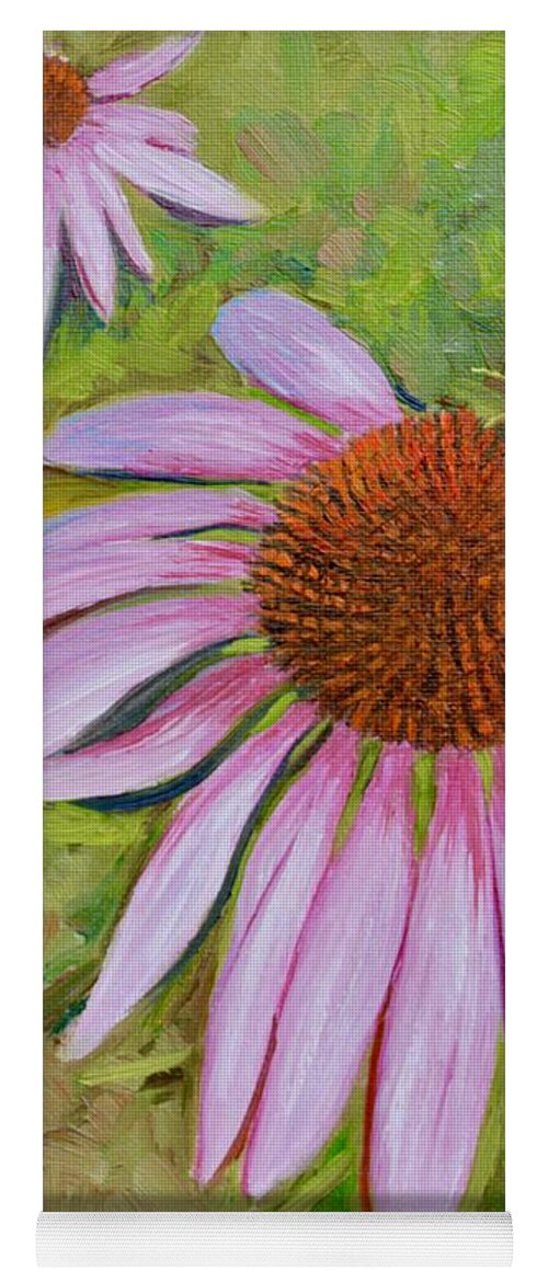 Flower Yoga Mat featuring the painting Echinacea with Butterfly by Dai Wynn