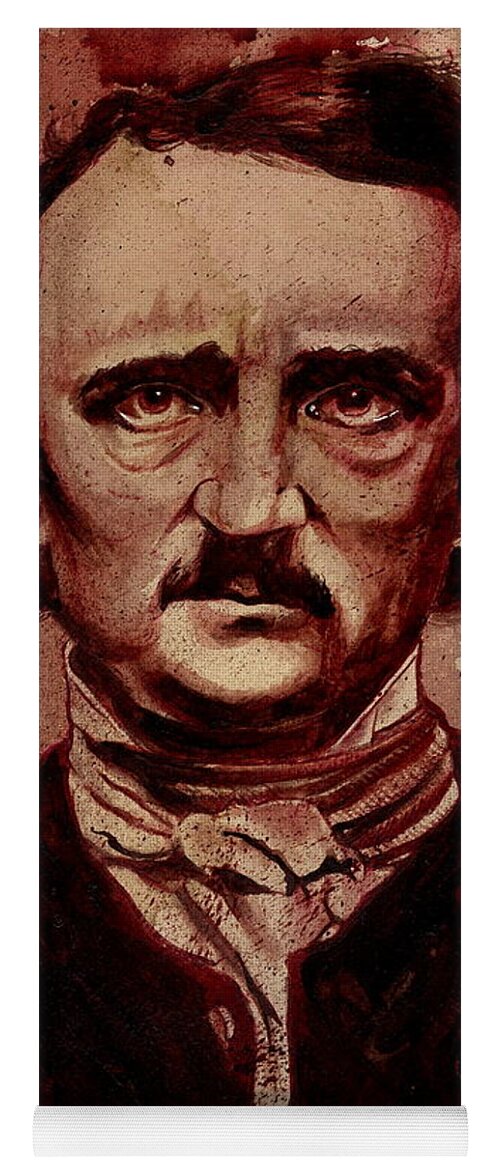 Ryanalmighty Yoga Mat featuring the painting EDGAR ALLAN POE dry blood by Ryan Almighty