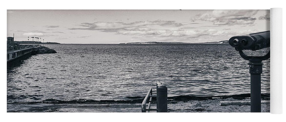 Black And White Yoga Mat featuring the photograph Edmonds Beach in Black and White by Anamar Pictures