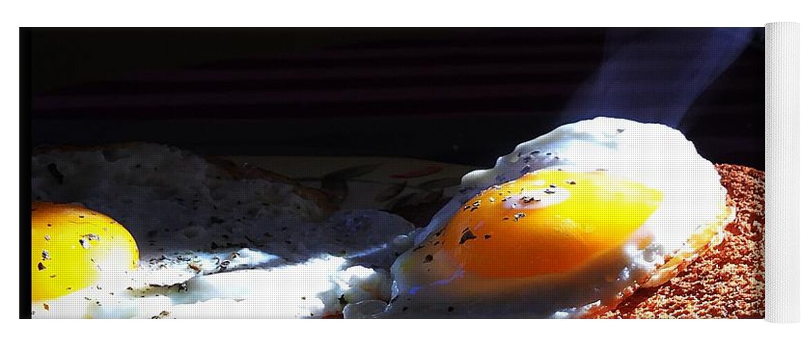 Food Yoga Mat featuring the photograph Eggstreamly Hot by Frank J Casella