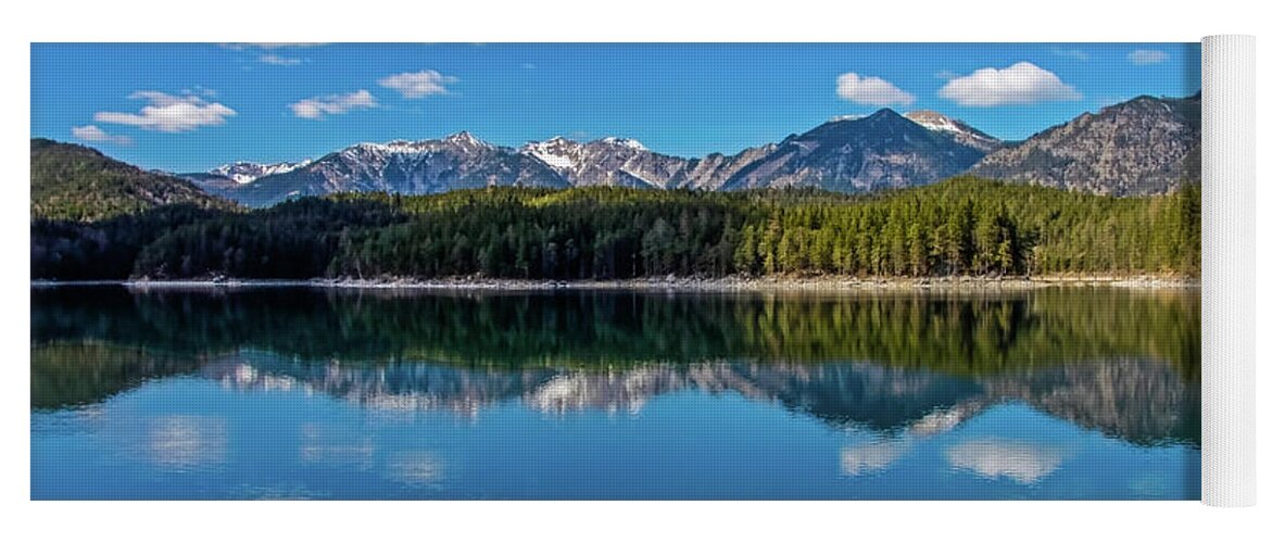 Alps Yoga Mat featuring the photograph Eibsee Lake by Dawn Richards