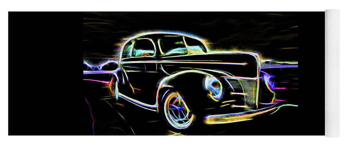 Classic Cars Yoga Mat featuring the digital art Electric Black by Rick Wicker