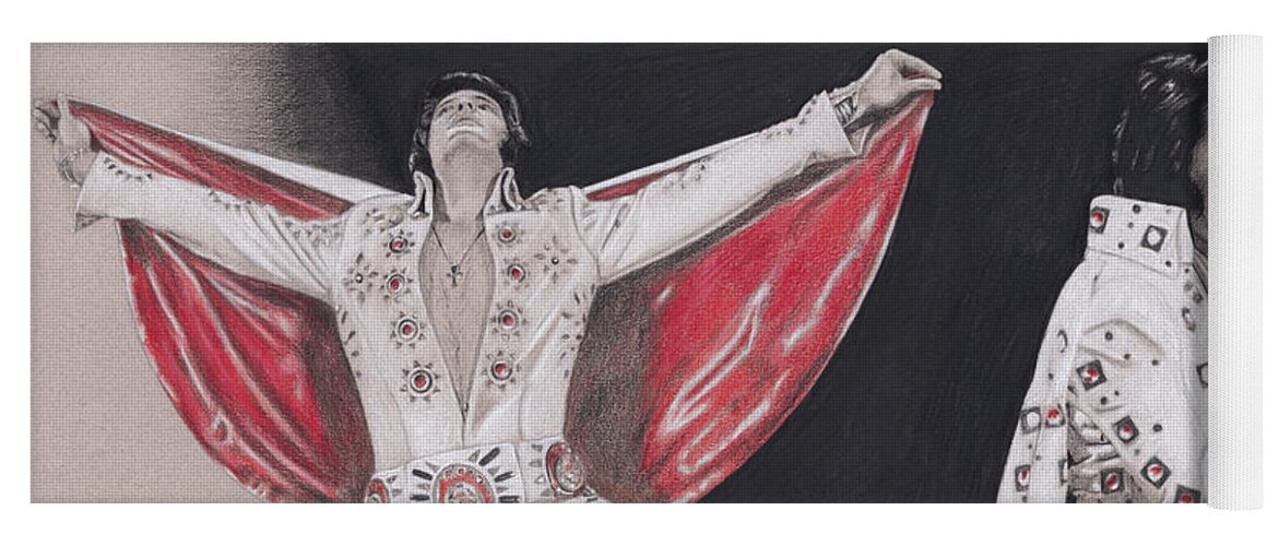 Elvis Yoga Mat featuring the drawing Elvis in Charcoal #188 by Rob De Vries