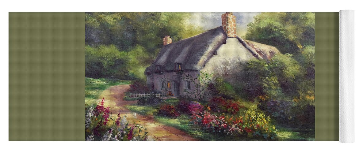 European Cottage Yoga Mat featuring the painting European Cottage III by Lynne Pittard