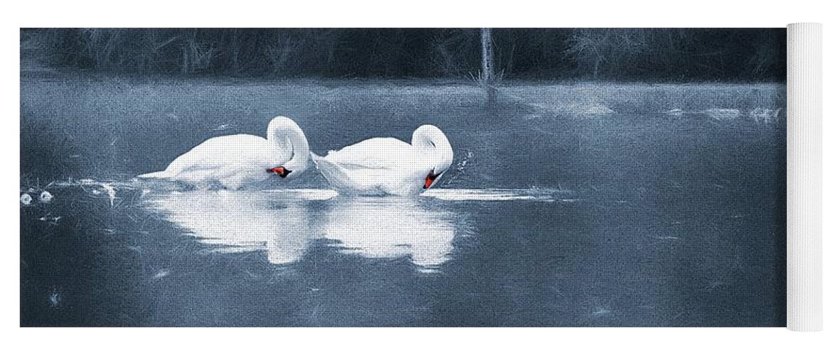 Swans Yoga Mat featuring the photograph Evening Bath by Jaroslav Buna