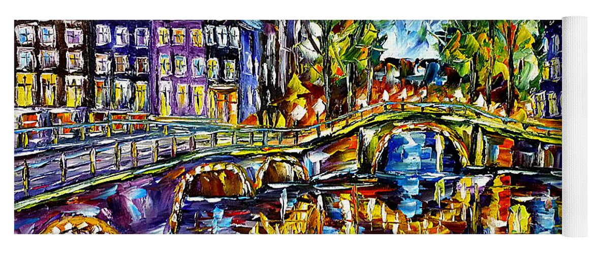 Holland Painting Yoga Mat featuring the painting Evening Mood In Amsterdam by Mirek Kuzniar