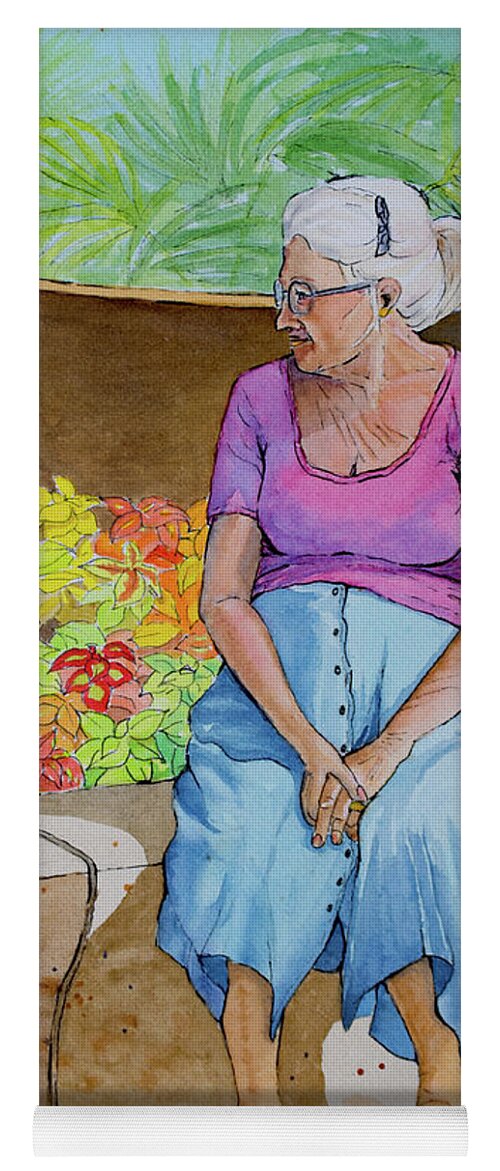 Abuela Yoga Mat featuring the painting Everyone's Grandma by Margaret Zabor