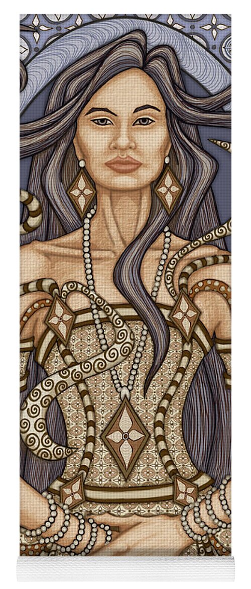 Portrait Yoga Mat featuring the mixed media Exalted Beauty Tallulah 2019 by Amy E Fraser