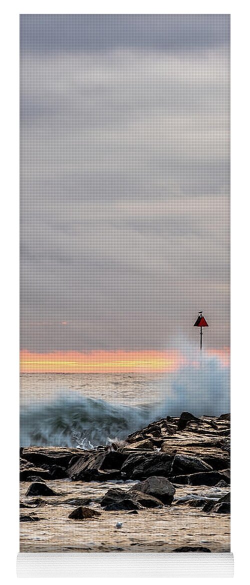 New Hampshire Yoga Mat featuring the photograph Explosive Sea 1 by Jeff Sinon