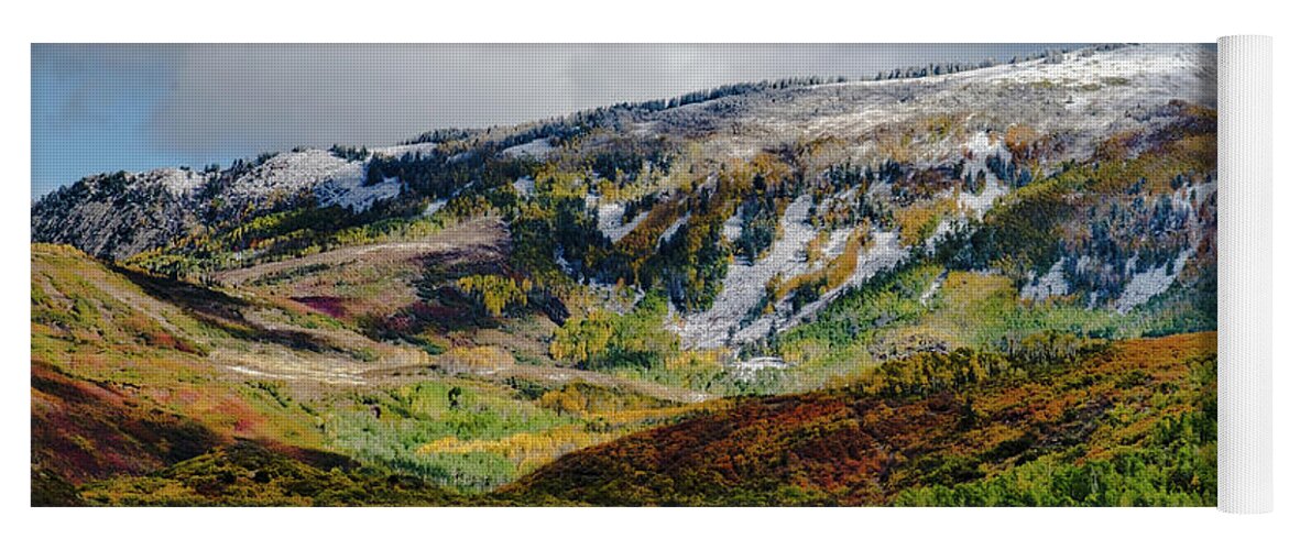 Aspens Yoga Mat featuring the photograph Fall Snow Storm II by Johnny Boyd
