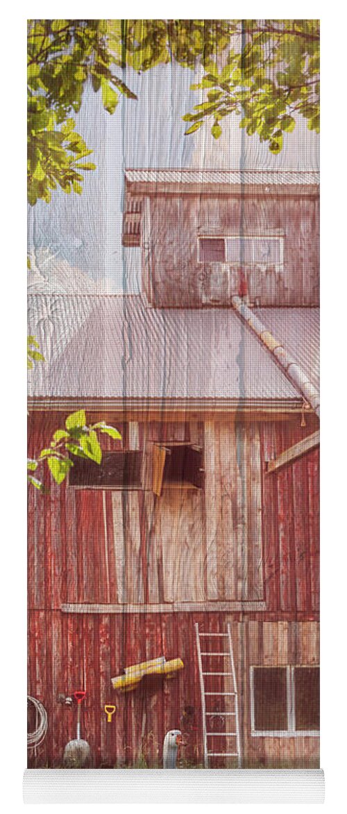 Barn Yoga Mat featuring the photograph Farmgoose in Wood Textures by Debra and Dave Vanderlaan
