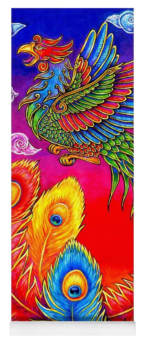 Chinese Phoenix Yoga Mat featuring the painting Fenghuang Chinese Phoenix by Rebecca Wang