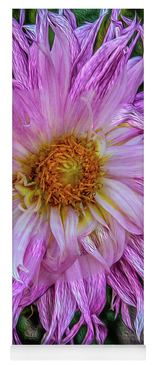 Dahlia Yoga Mat featuring the photograph facemask Filoli pink swirl by Patricia Dennis