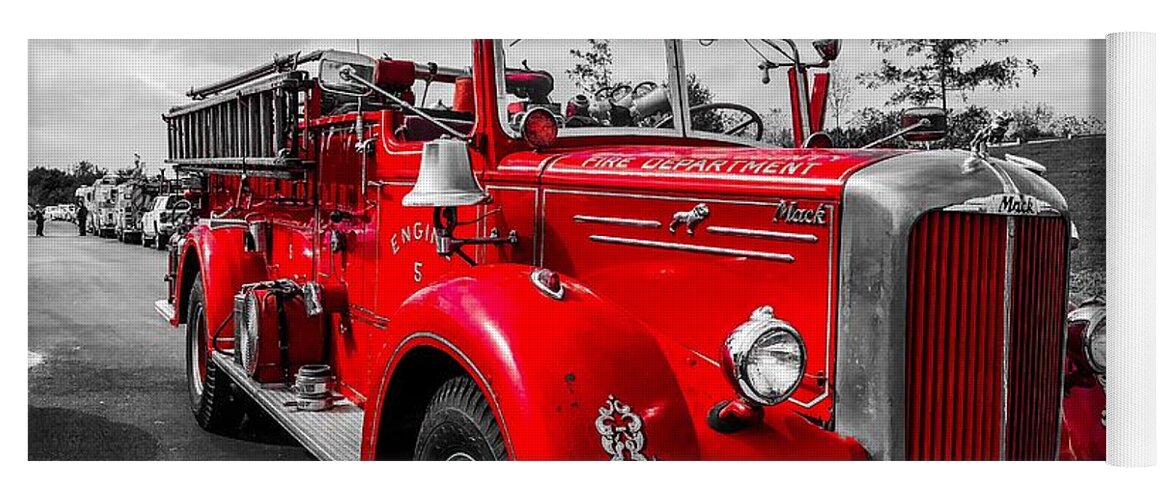 Fire Truck Yoga Mat featuring the photograph Fire Engine by Chris Montcalmo