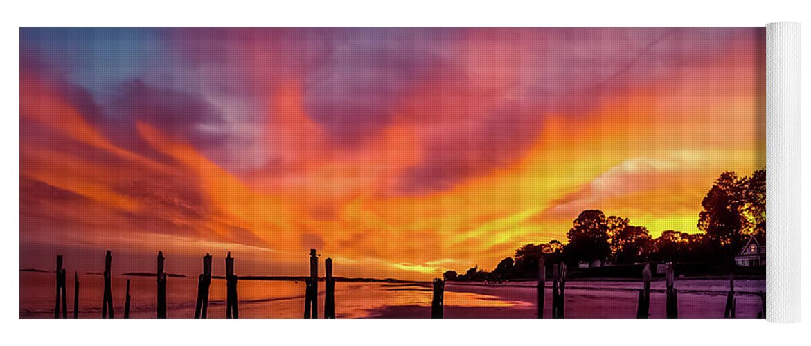 Sunset Yoga Mat featuring the photograph Fire on the sky by Lilia D