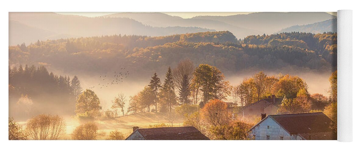 Landscape Yoga Mat featuring the photograph First Autumn Morning by Philippe Sainte-Laudy