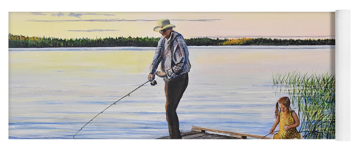 Fishing Yoga Mat featuring the painting Fishing With A Ballerina by Marilyn McNish