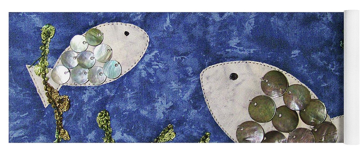 Fish Yoga Mat featuring the tapestry - textile Fishy Fishy by Pam Geisel
