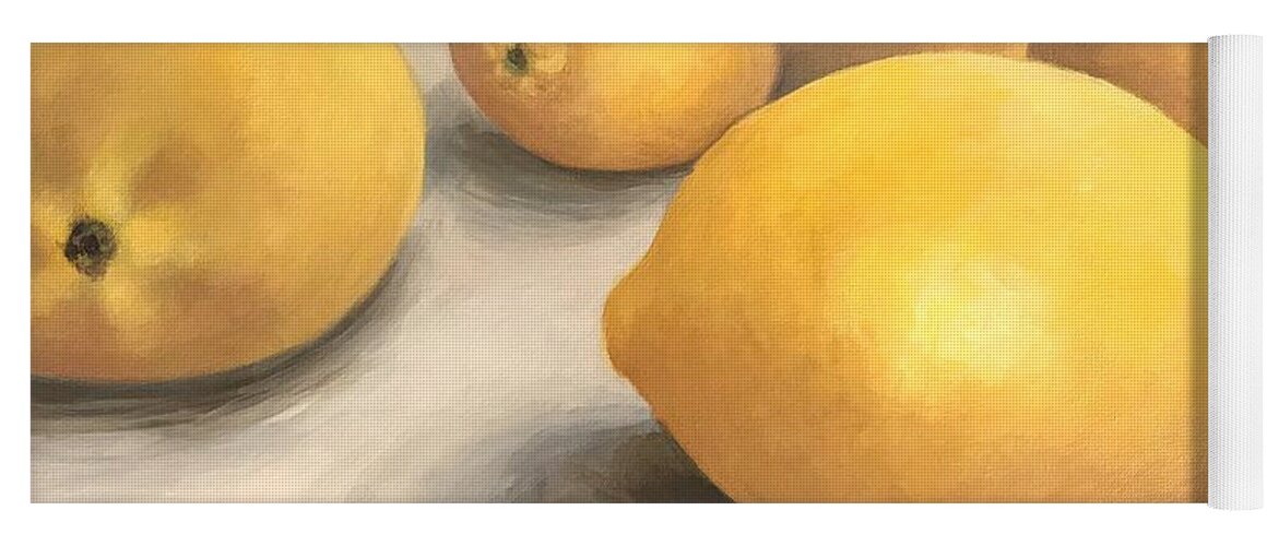 Lemon Yoga Mat featuring the painting Five Lemons by Torrie Smiley