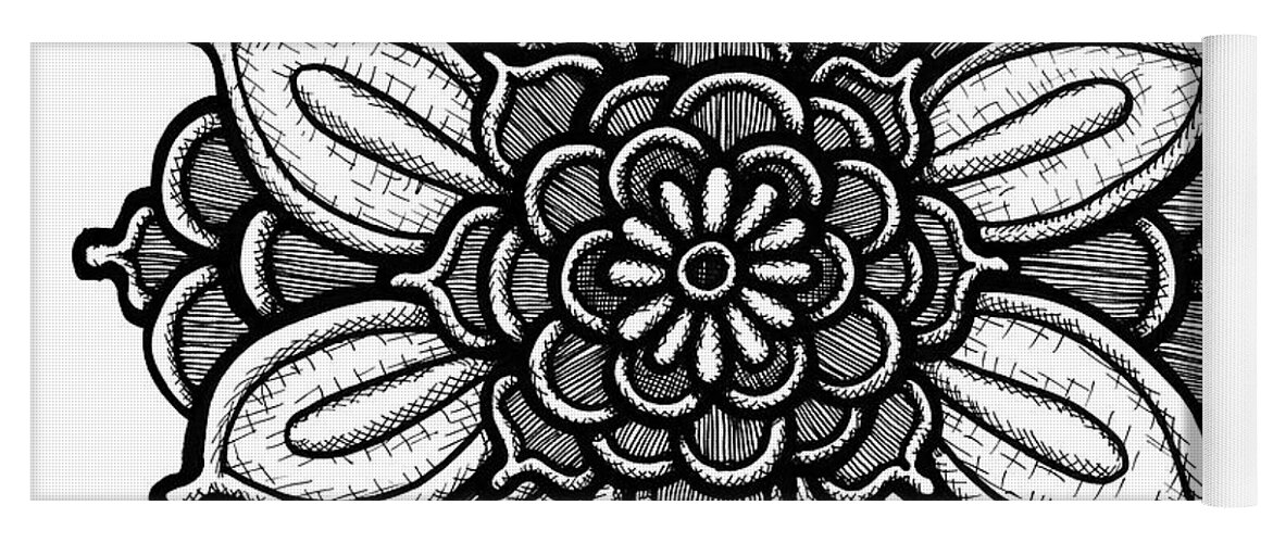 Flower Yoga Mat featuring the drawing Floral Icon 34 by Amy E Fraser