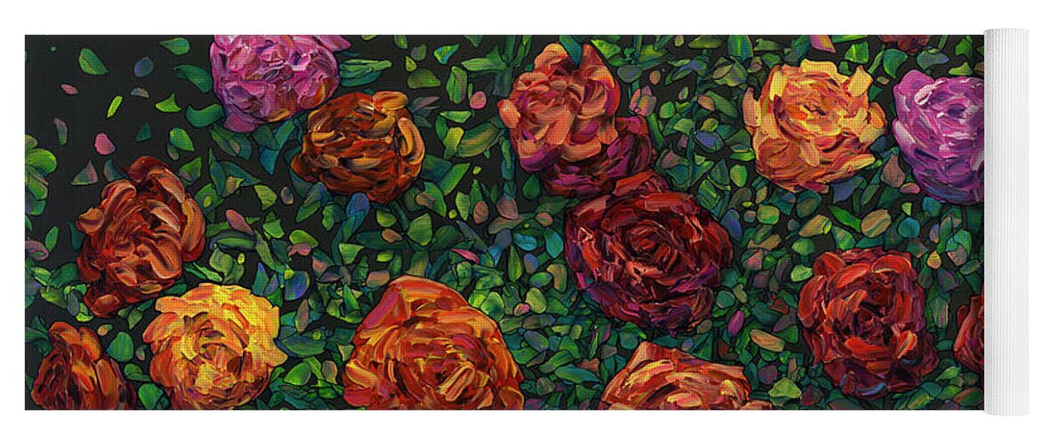 Flowers Yoga Mat featuring the painting Floral Interpretation - Roses by James W Johnson