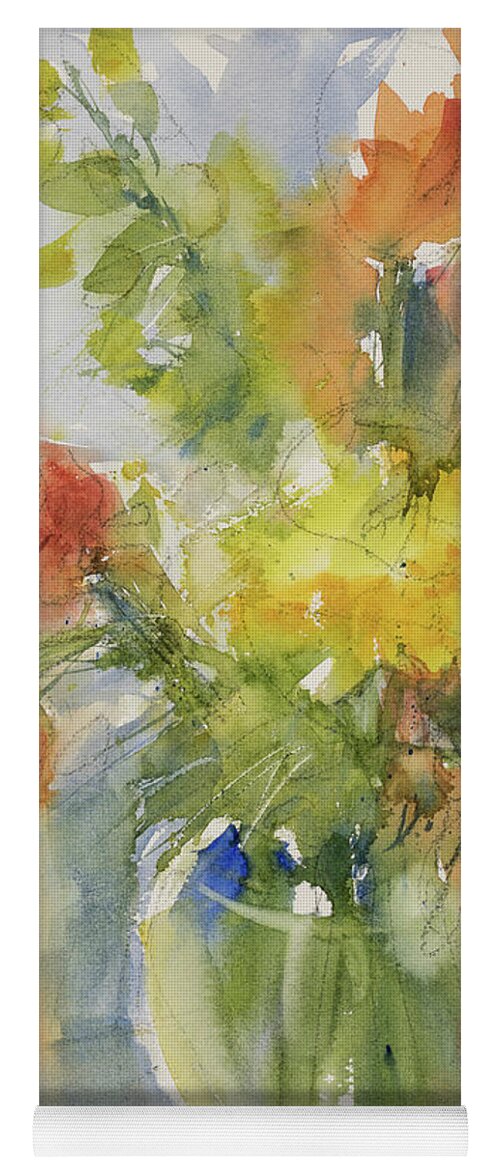 Watercolor Yoga Mat featuring the painting Floral Still life by Judith Levins