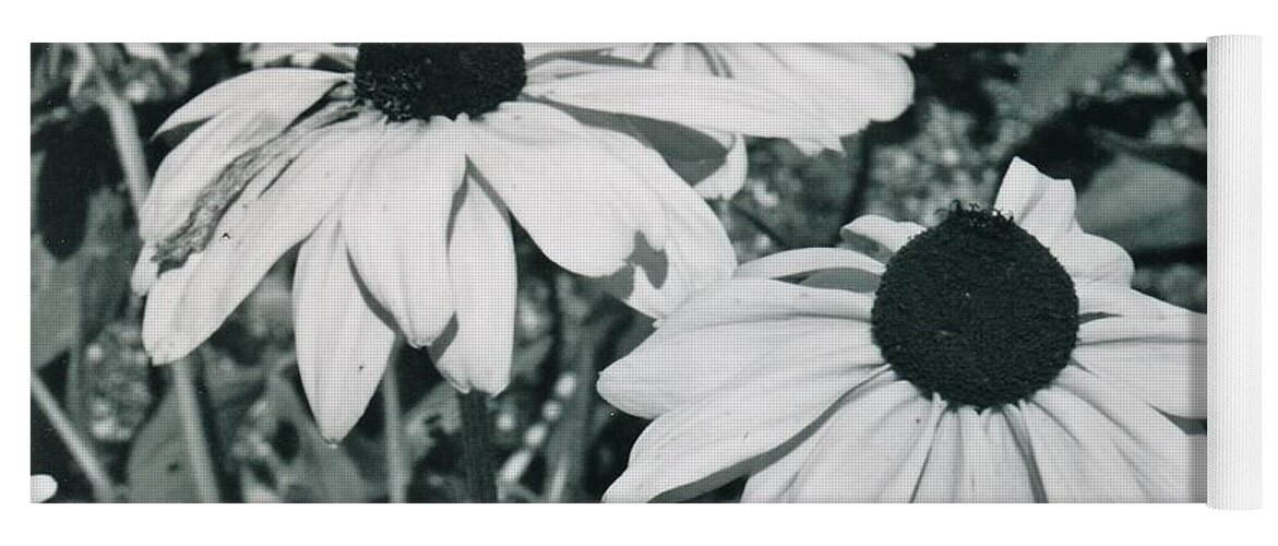 Floral Yoga Mat featuring the photograph Flowers in Black and White by Lois Tomaszewski