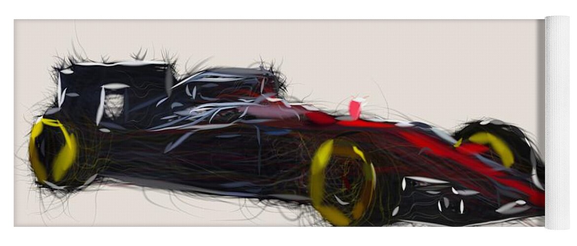 Formula1 Yoga Mat featuring the digital art Formula1 McLaren MP4 30 Draw by CarsToon Concept