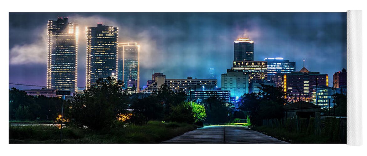 Texas Yoga Mat featuring the photograph Fort Worth Lights by David Morefield