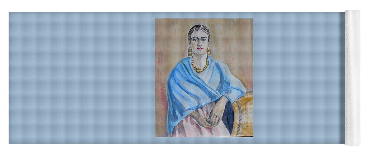 Frida Yoga Mat featuring the painting Frida - Watercolor by Claudette Carlton
