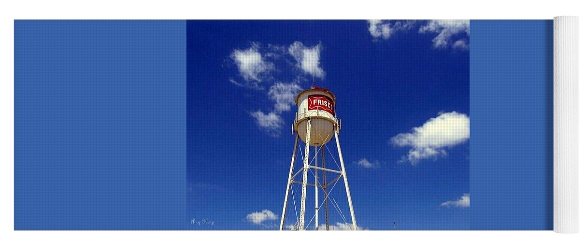 Frisco Yoga Mat featuring the photograph Frisco Texas Water Tower by Amy Hosp