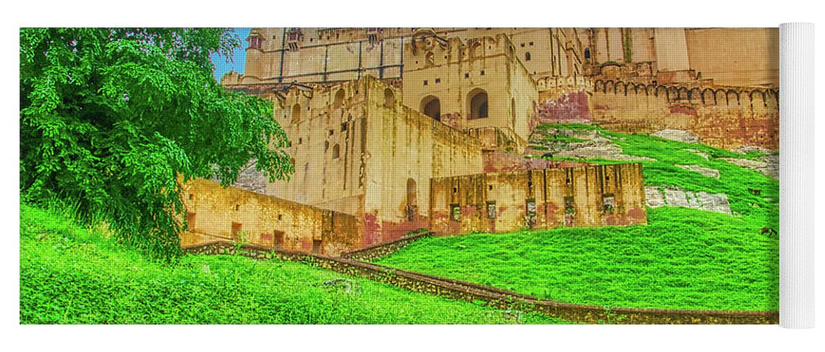 Amer Fort Yoga Mat featuring the photograph Front view of Amer Fort - India by Stefano Senise