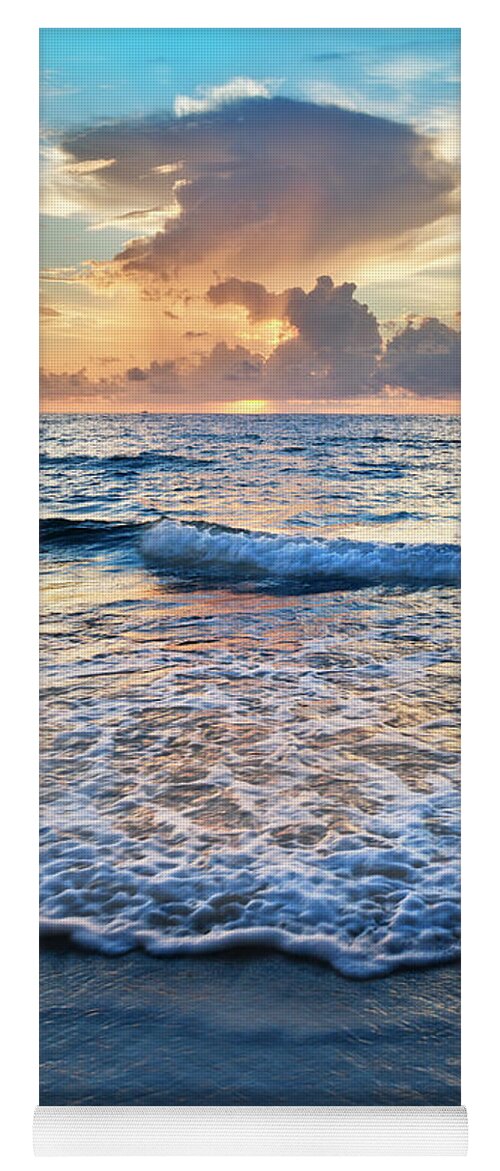 Clouds Yoga Mat featuring the photograph Frothy Waves at Sunrise by Debra and Dave Vanderlaan