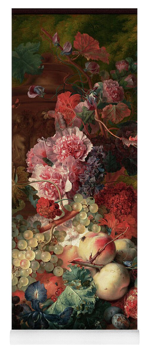 Vase Of Flowers Yoga Mat featuring the painting Fruit Piece by Jan van Huysum by Rolando Burbon