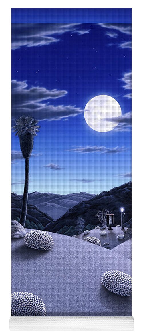 Desert Yoga Mat featuring the painting Full Moon Rising by Snake Jagger