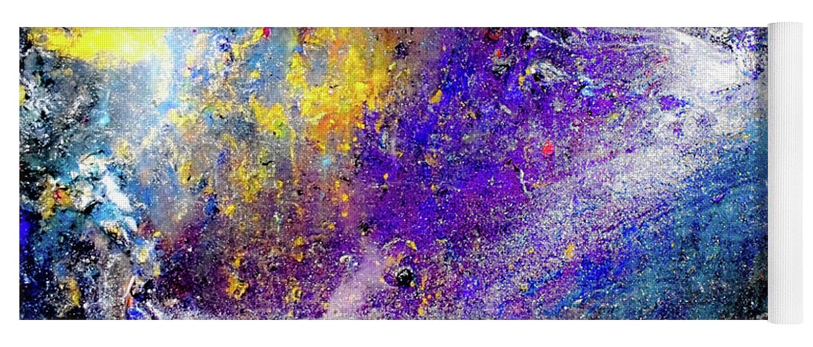 Galaxy Yoga Mat featuring the mixed media Galactic Fusion by Patsy Evans - Alchemist Artist