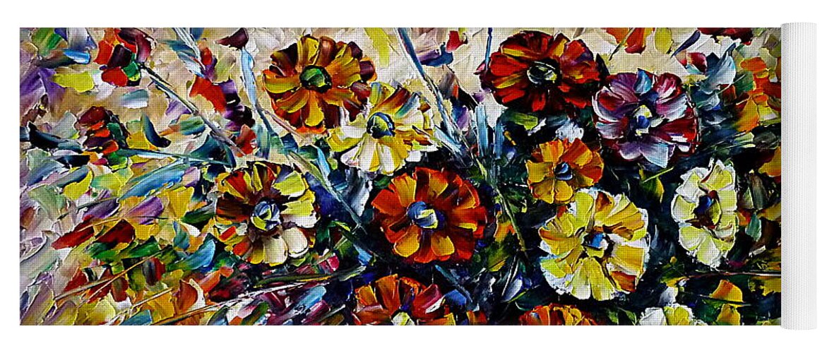 Wild Flower Painting Yoga Mat featuring the painting Gerbera Bouquet by Mirek Kuzniar