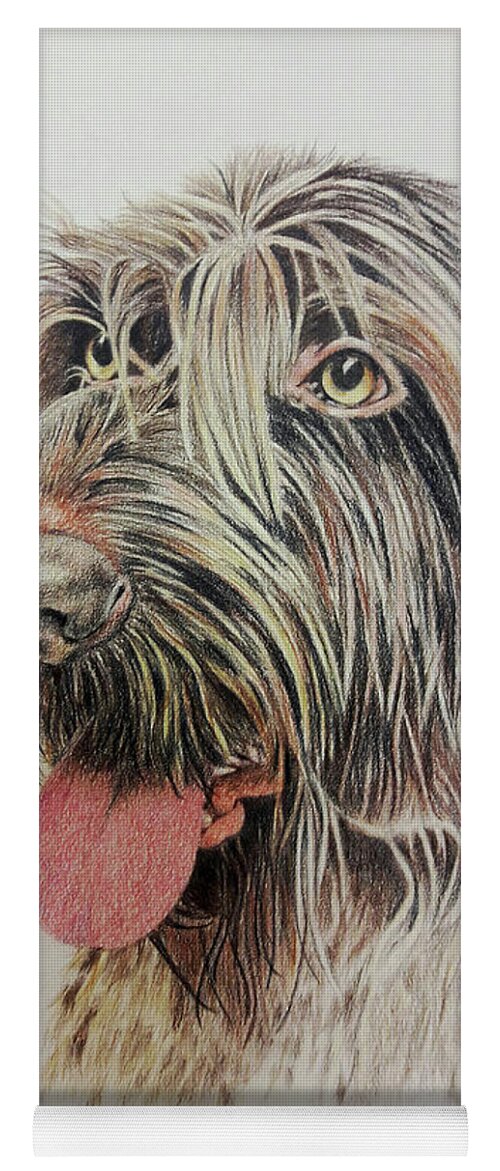 Dog Yoga Mat featuring the drawing German Wire-haired Pointer by Terri Mills