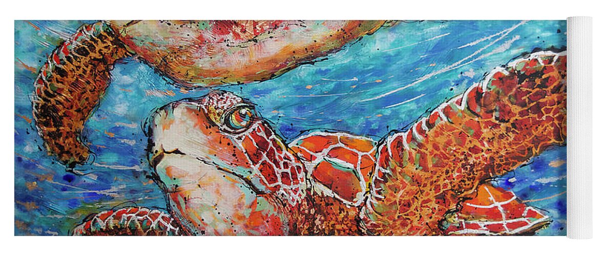Marine Turtles Yoga Mat featuring the painting Giant Sea Turtles by Jyotika Shroff