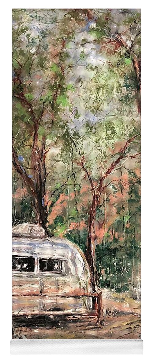 Airstream Yoga Mat featuring the painting Glamping In Zion National Park by Robin Miller-Bookhout