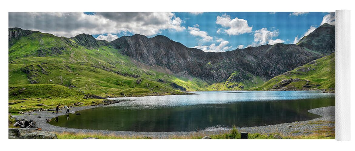 Llyn Glaslyn Yoga Mat featuring the photograph Glaslyn Lake and Snowdon Mountain by Adrian Evans