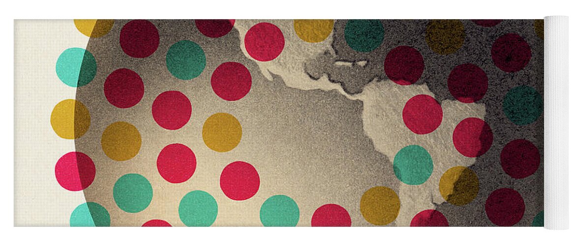 Campy Yoga Mat featuring the drawing Globe Covered in Dots by CSA Images