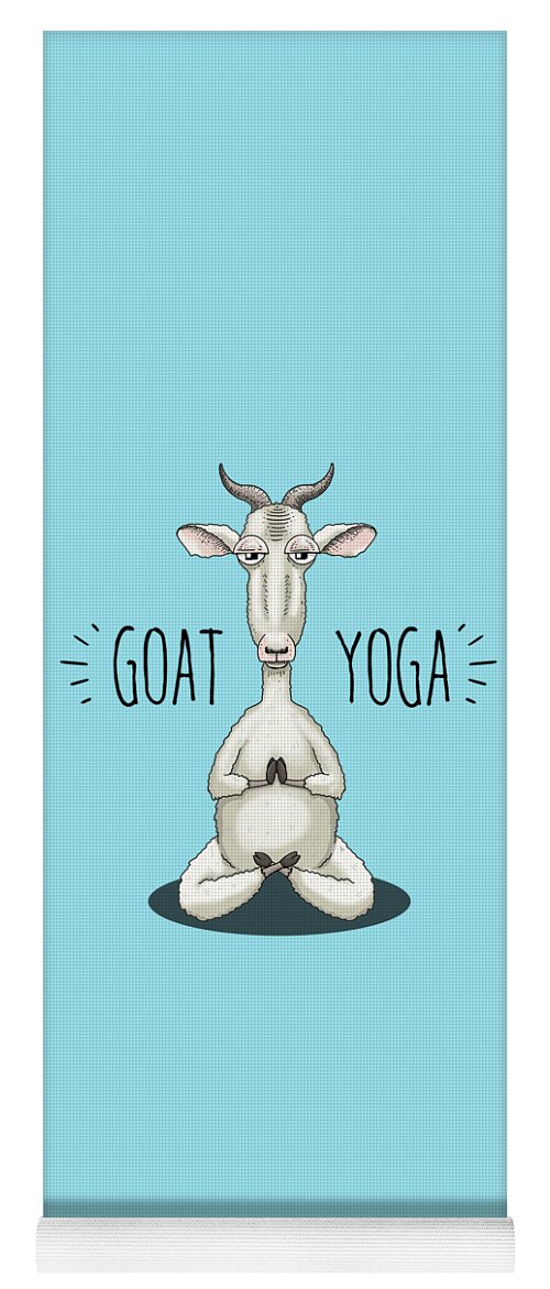 Goat Yoga Yoga Mat featuring the digital art GOAT YOGA - Meditating Goat by Laura Ostrowski