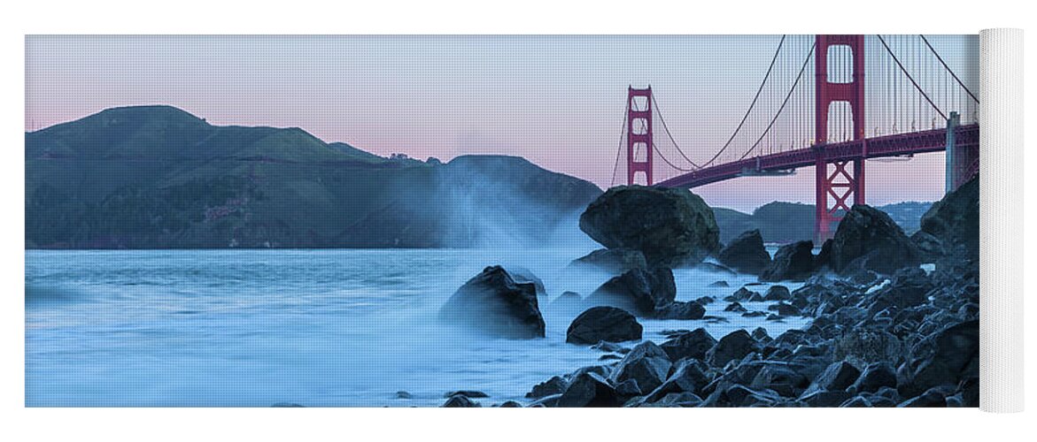 Shoreline Yoga Mat featuring the photograph Golden Gate At Marshall Beach by Jonathan Nguyen