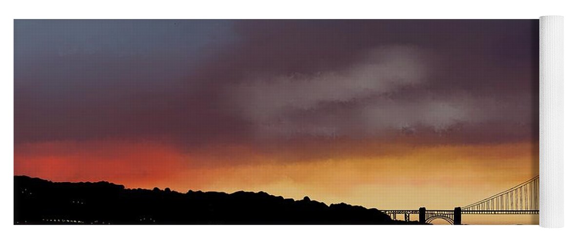 Golden Gate Bridge Yoga Mat featuring the painting Golden Gate Sunset by Becky Herrera