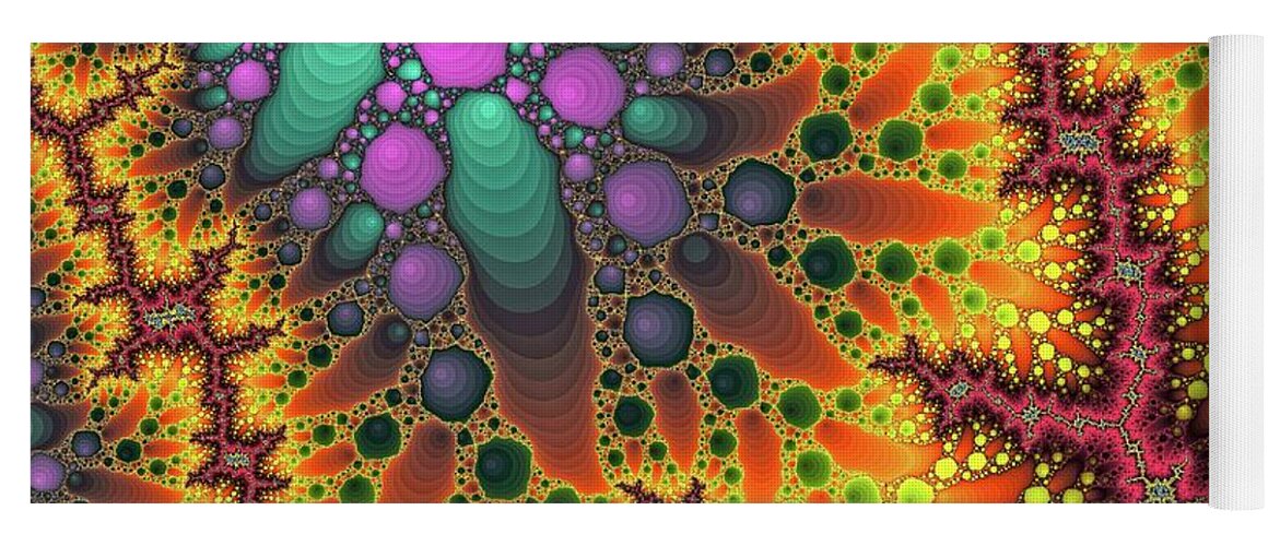 Space Yoga Mat featuring the digital art Golden Psychedelic Canyon by Don Northup