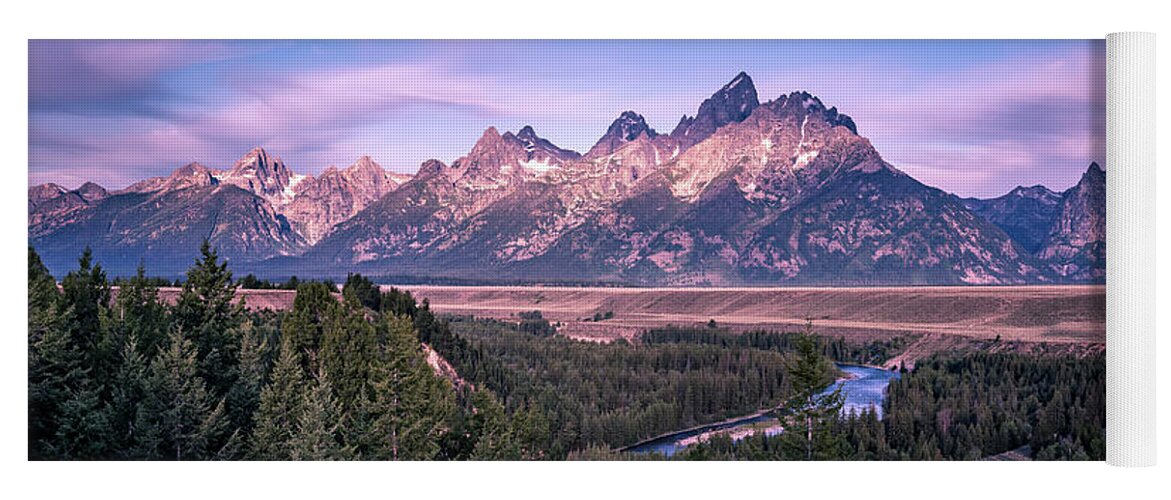 River Yoga Mat featuring the photograph Grand Teton Mountains At Snake River Overlook by Alex Grichenko