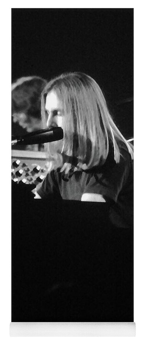 Grateful Dead Yoga Mat featuring the photograph Grateful Dead Concert Brent Mydland Black and White by Susan Carella