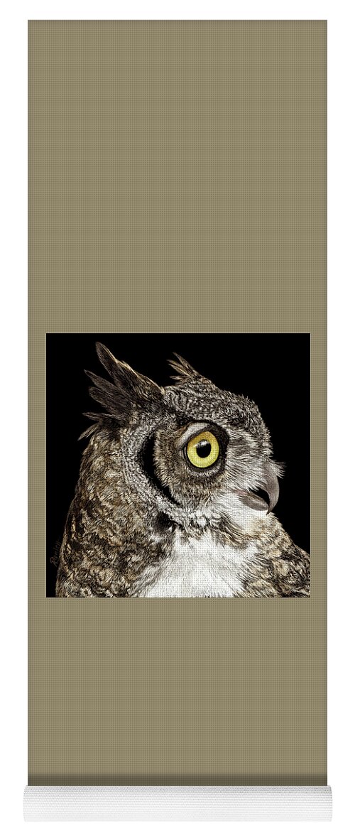 Owl Yoga Mat featuring the drawing Great-horned Owl by Ann Ranlett