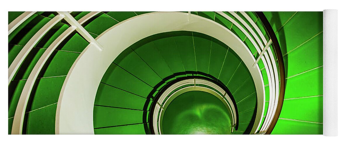 Stairway Yoga Mat featuring the photograph Green circular stairway by Lyl Dil Creations